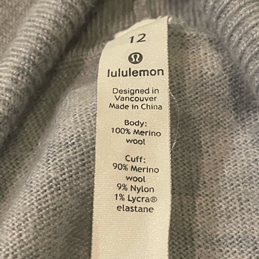 Lululemon Sit In Lotus Wrap I| Heathered Medium Grey 12 Merino Wool - Picture 6 of 8
